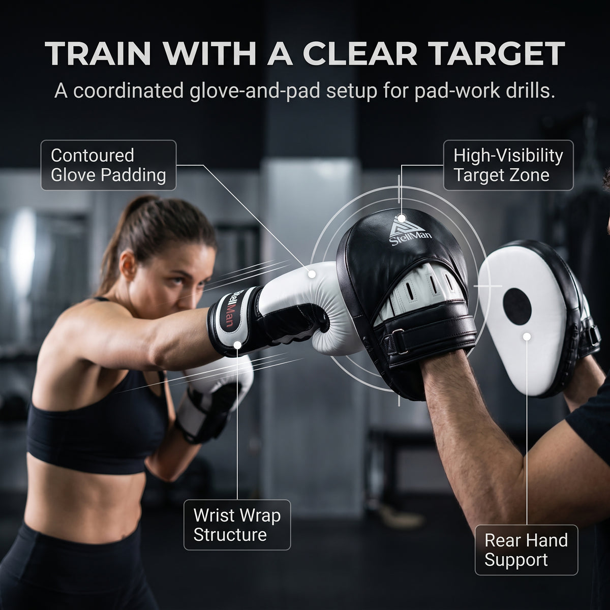 StellMan Boxing Gloves & Focus Pads Set for Training