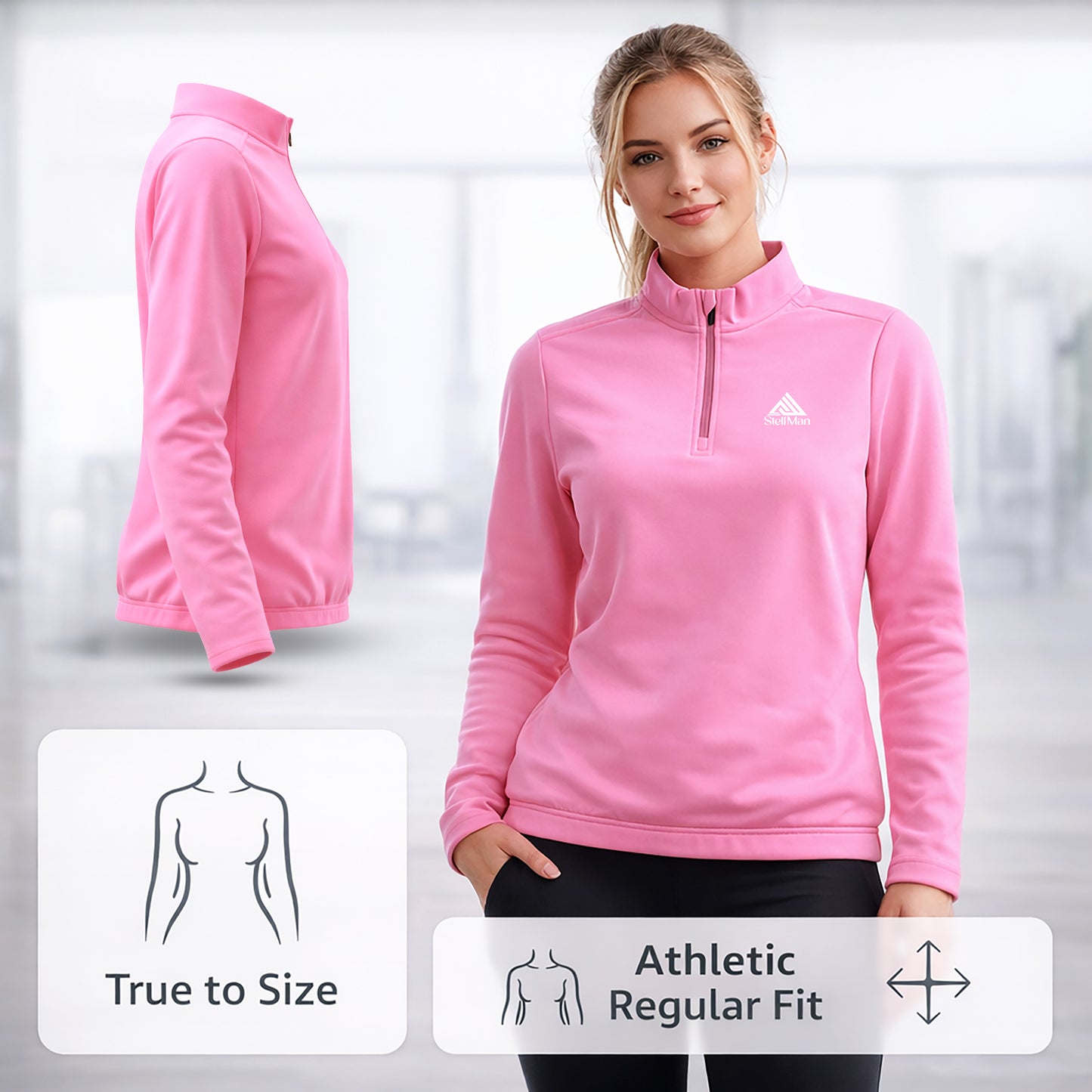 StellMan MotionScuba Quarter Zip Sweatshirt - Cotton Candy Pink