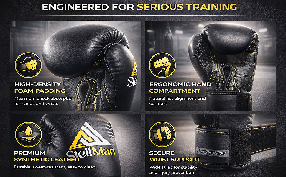 StellMan Forge Pro Boxing Gloves – Black Edition