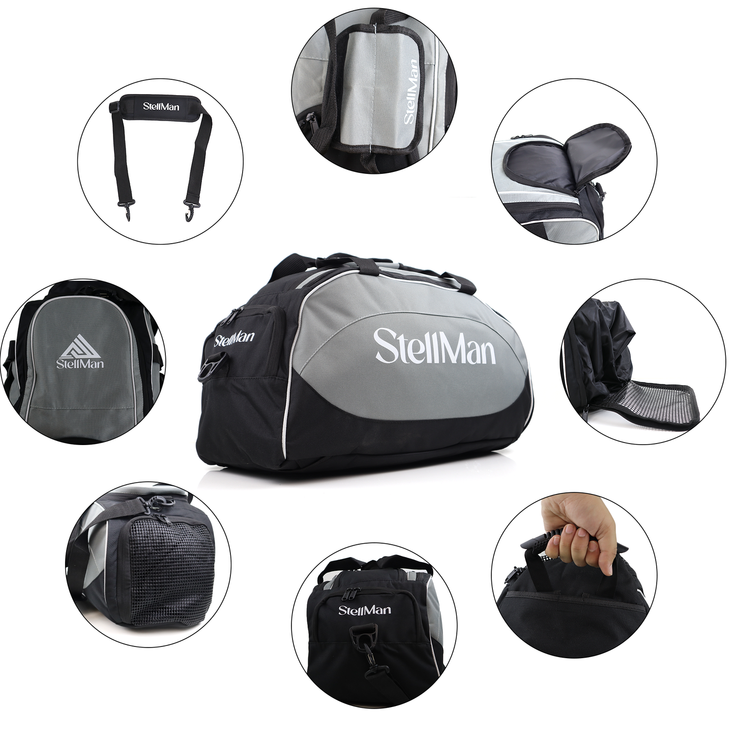 Stellman TitanCarry Gym Duffle Bag - Grey