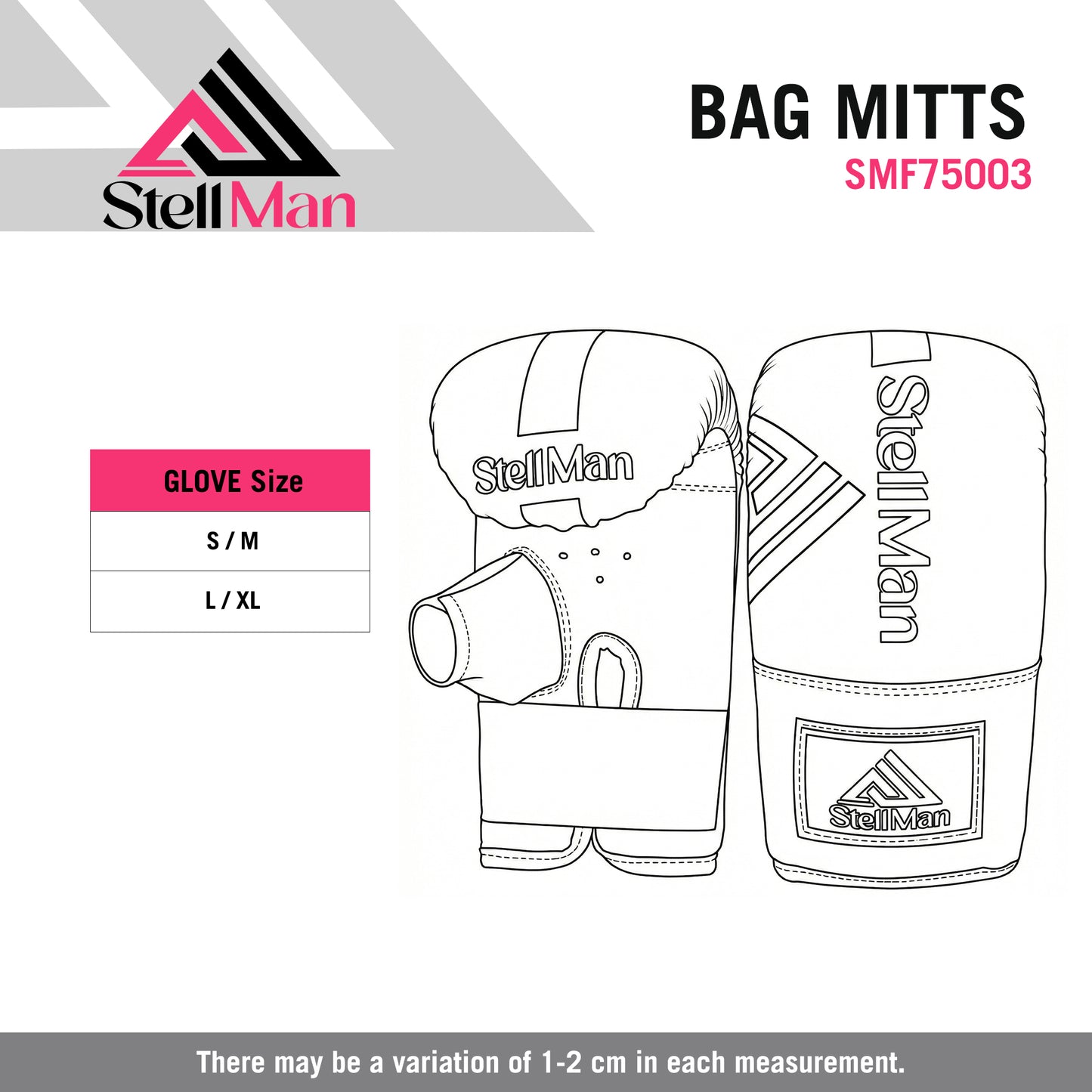 StellMan StrikePro Boxing Bag Mitts – Black / Pink