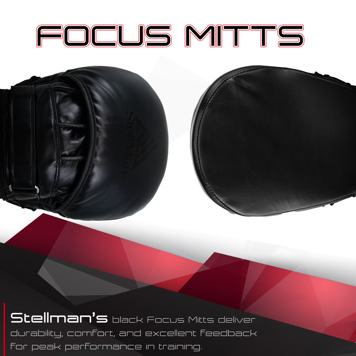 Stellman Shock Guard Boxing Focus Mitts – Classic Black Training Pads