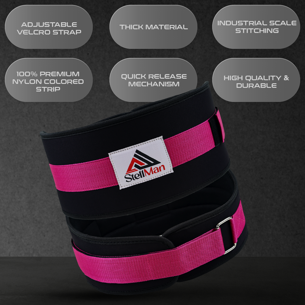 Stellman RecoilDefend Newprene Weight Lifting Belt - Black/Pink