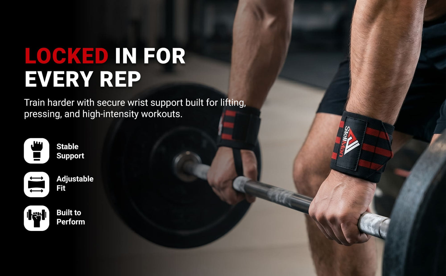 Stellman GripLock Pro Weight Lifting Wrist Wraps