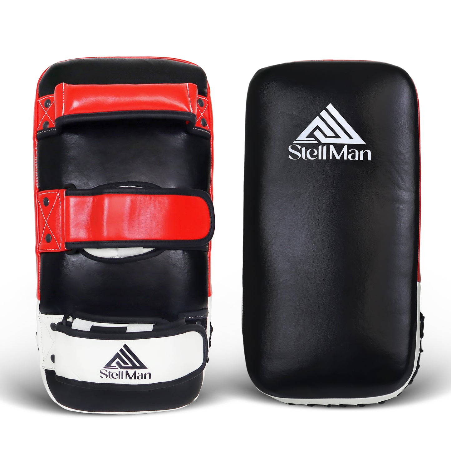 StellMan Muay Thai Curved Kick Pads Red – Leather MMA & Kickboxing Training Pads