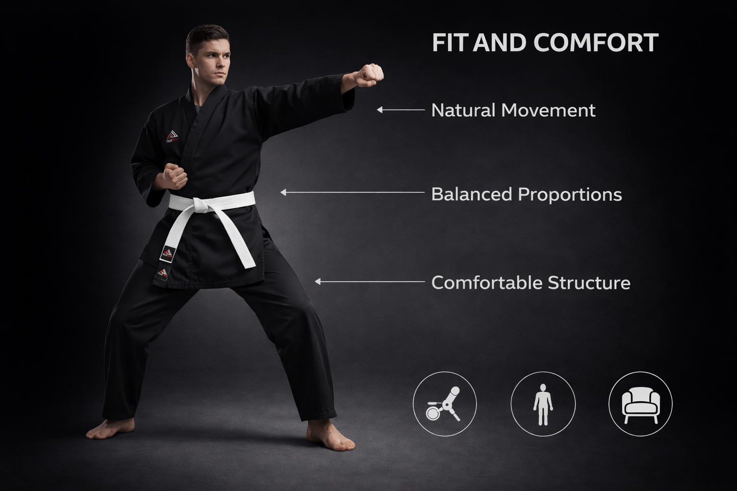 StellMan Men’s Black Karate Uniform Gi – Heavyweight Cotton Martial Arts Suit