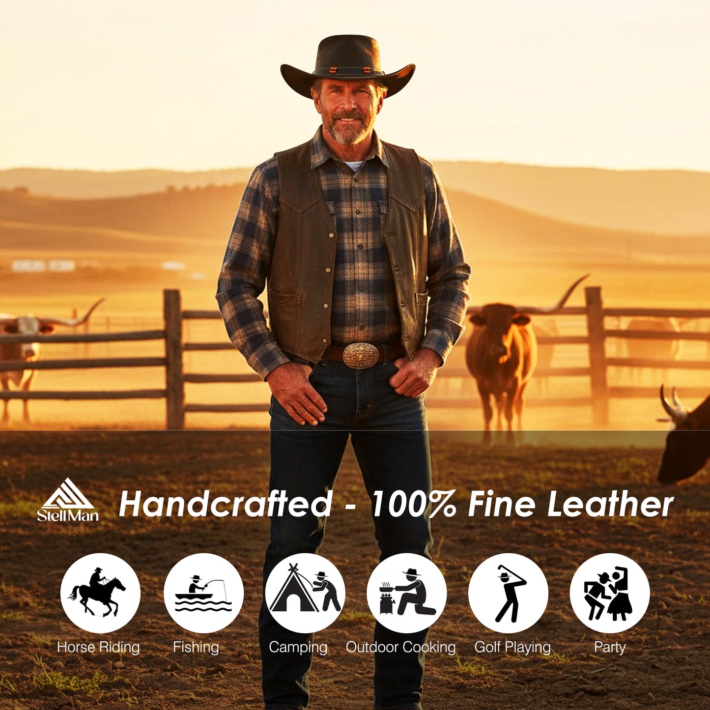 Stellman Smoke Dawson Leather Hats