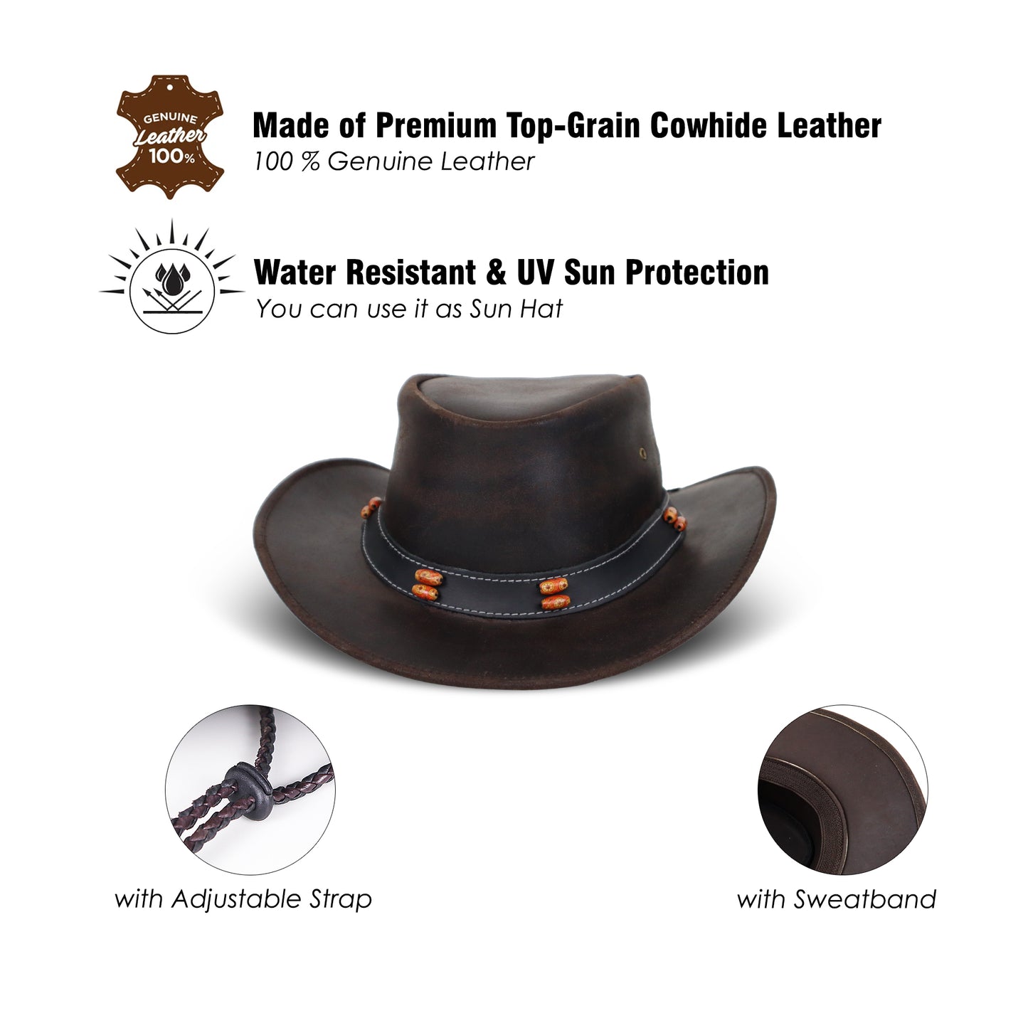 Stellman Smoke Dawson Leather Hats