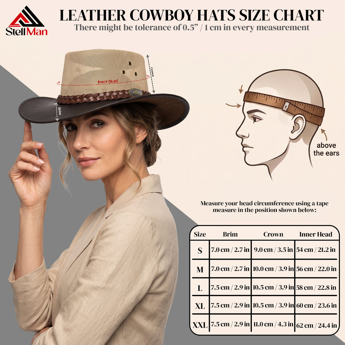 StellMan DesertWind Leather Cowboy Hat