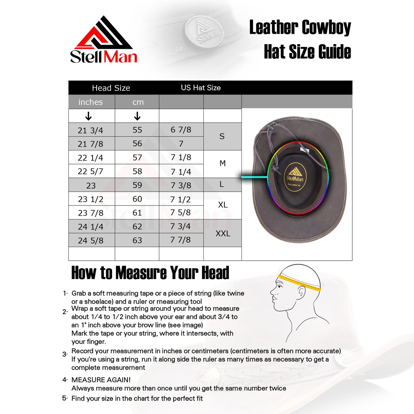 Stellman Rawhide Rodeo Leather Cowboy Hats