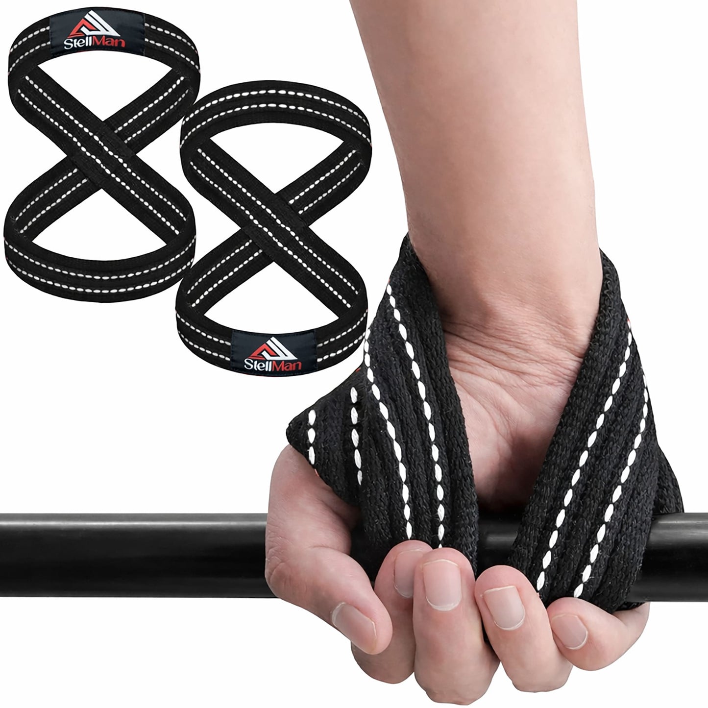 StellMan Figure 8 Lifting Straps – Heavy-Duty Deadlift Grip Support