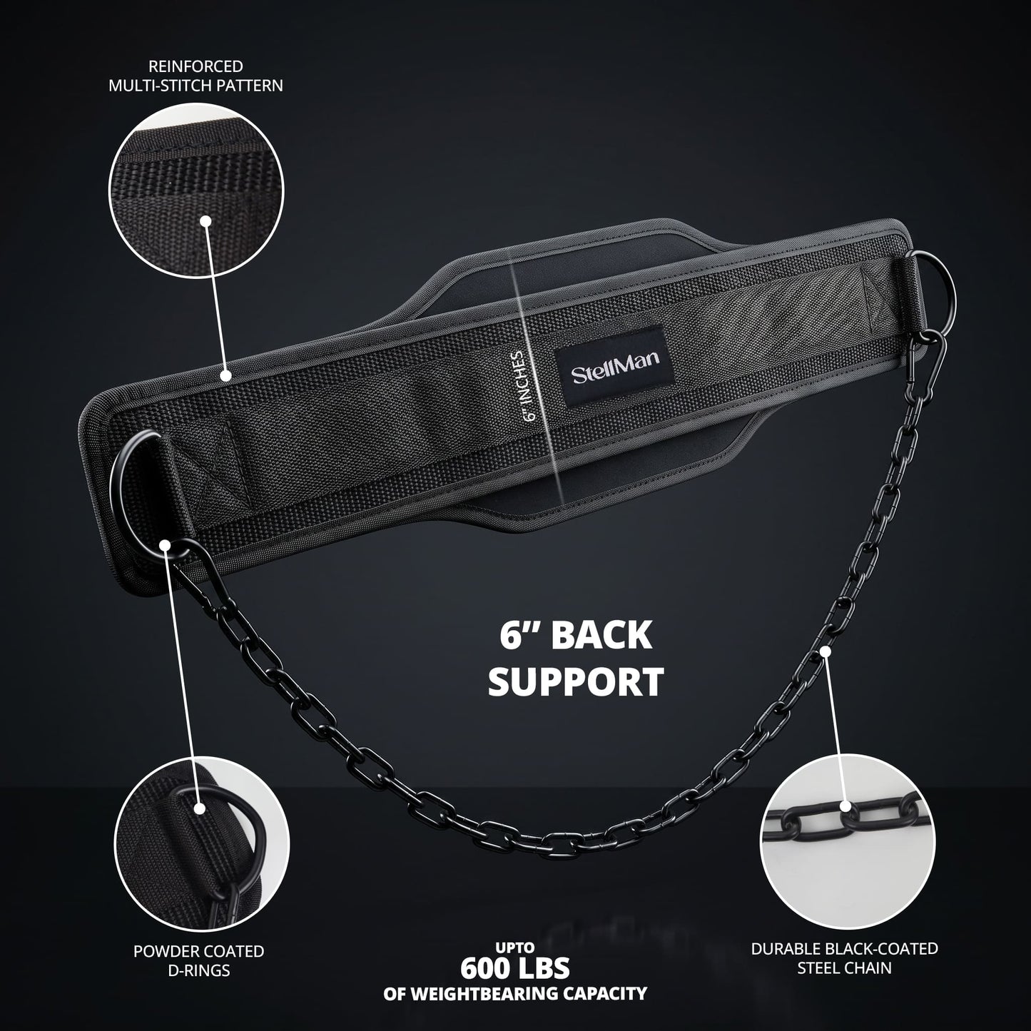StellMan Dip Belt with Steel Chain | Weightlifting & Pull Ups