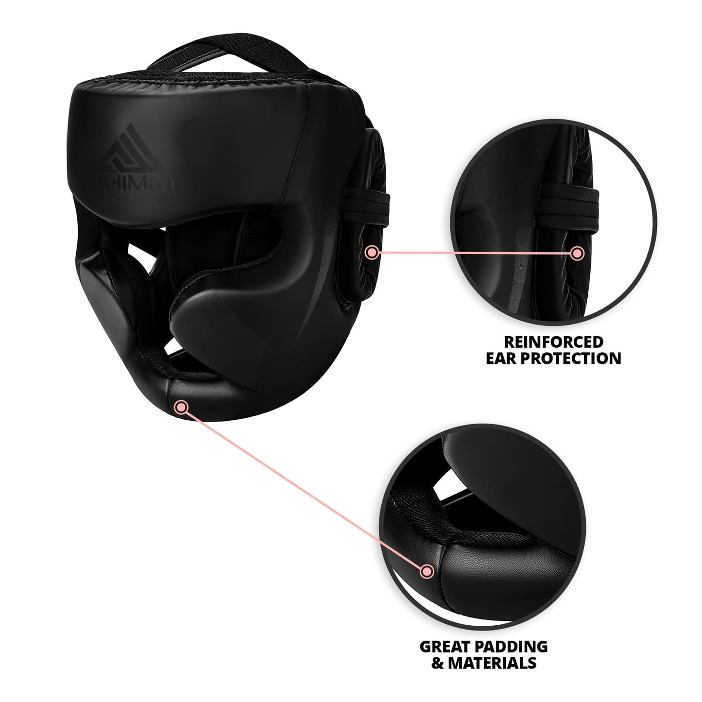 Stellman Phantom Strike Karate Headgear Black– Lightweight Sparring Helmet
