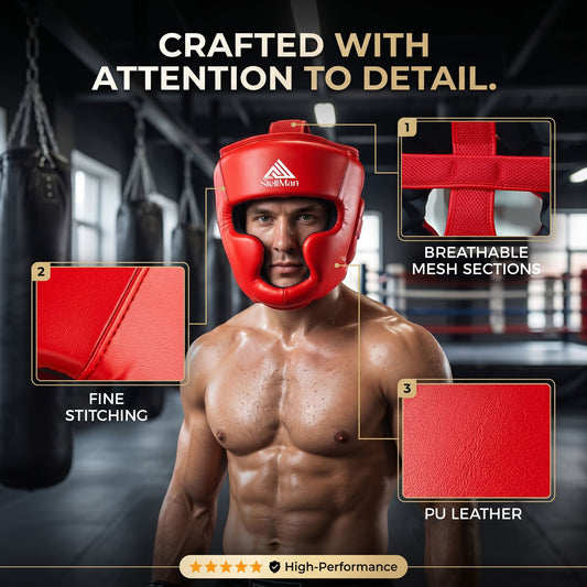 Stellman Warrior Pro Protective Sparring Headgear – Red Edition