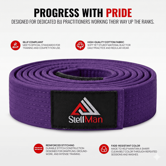 StellMan ValorBand Brazilian Jiu Jitsu Adults BJJ Purple Belt