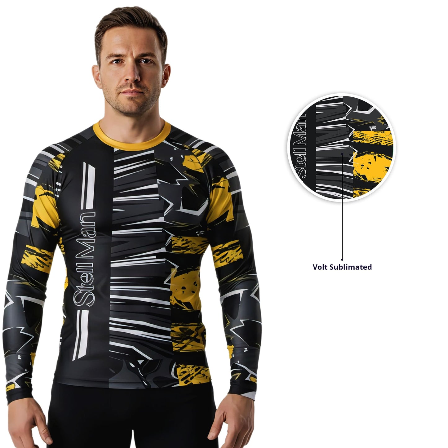 StellMan Volt Sublimated Rash Guard – Compression Shirt for BJJ/MMA