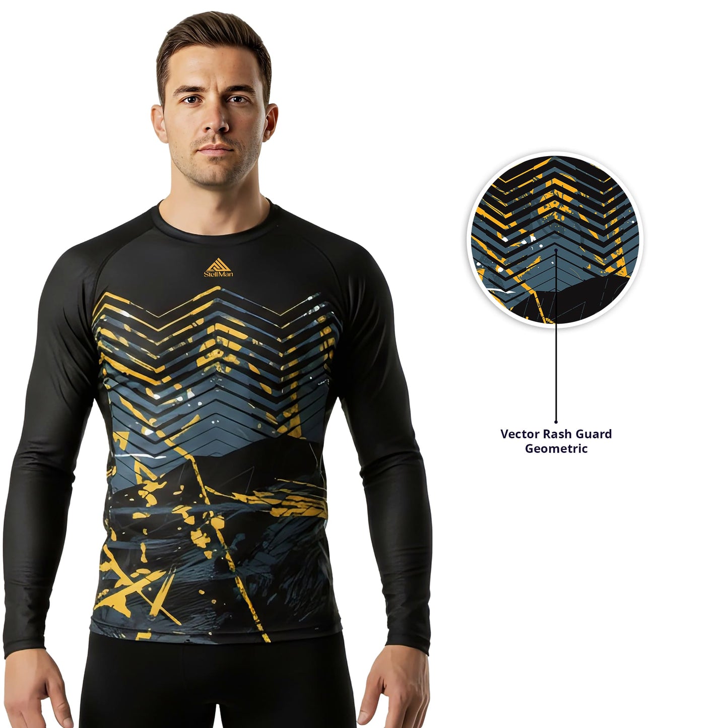 StellMan Vector Rash Guard – Geometric MMA Training Top
