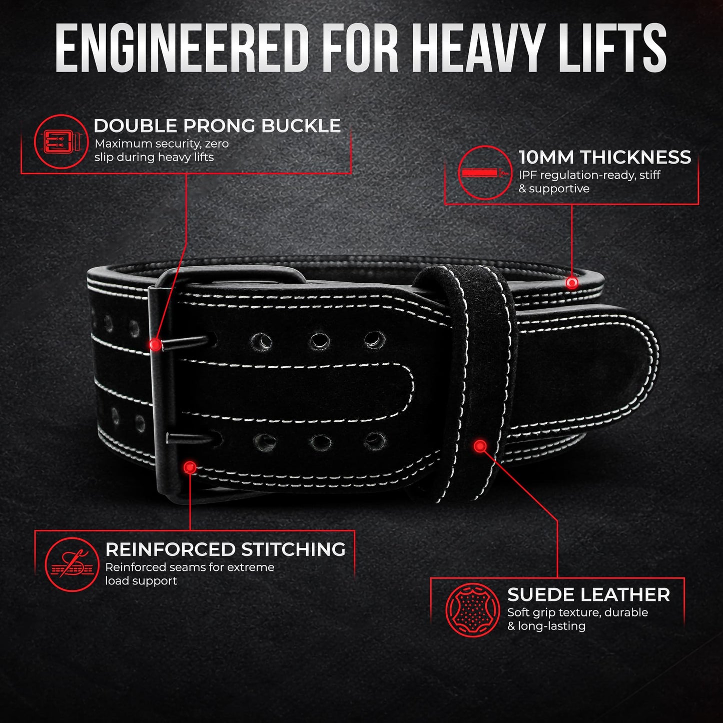Leather Weight Lifting Belt for Men & Women – Gym, Squats & Deadlifts