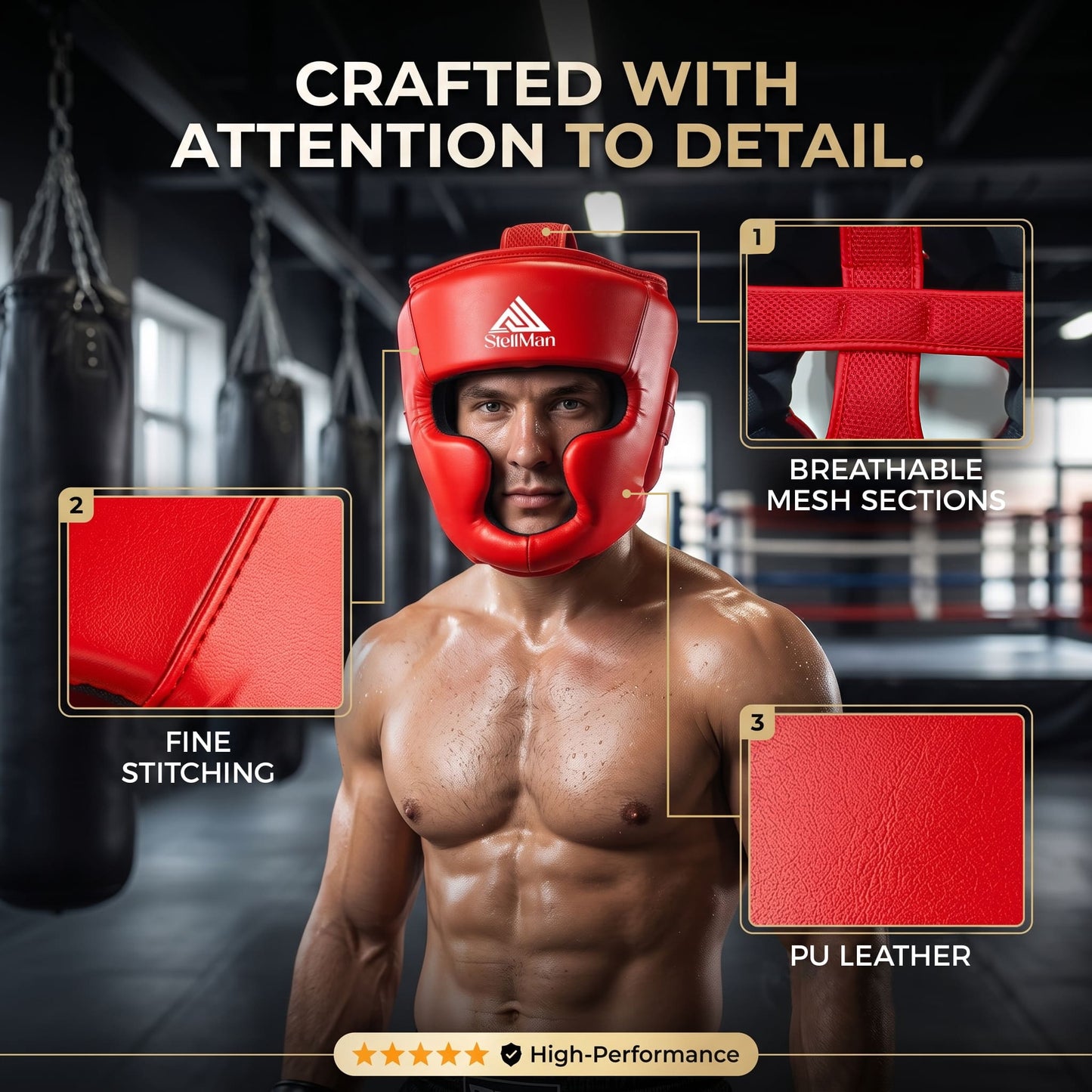 Stellman Warrior Pro Sparring Headgear-Red