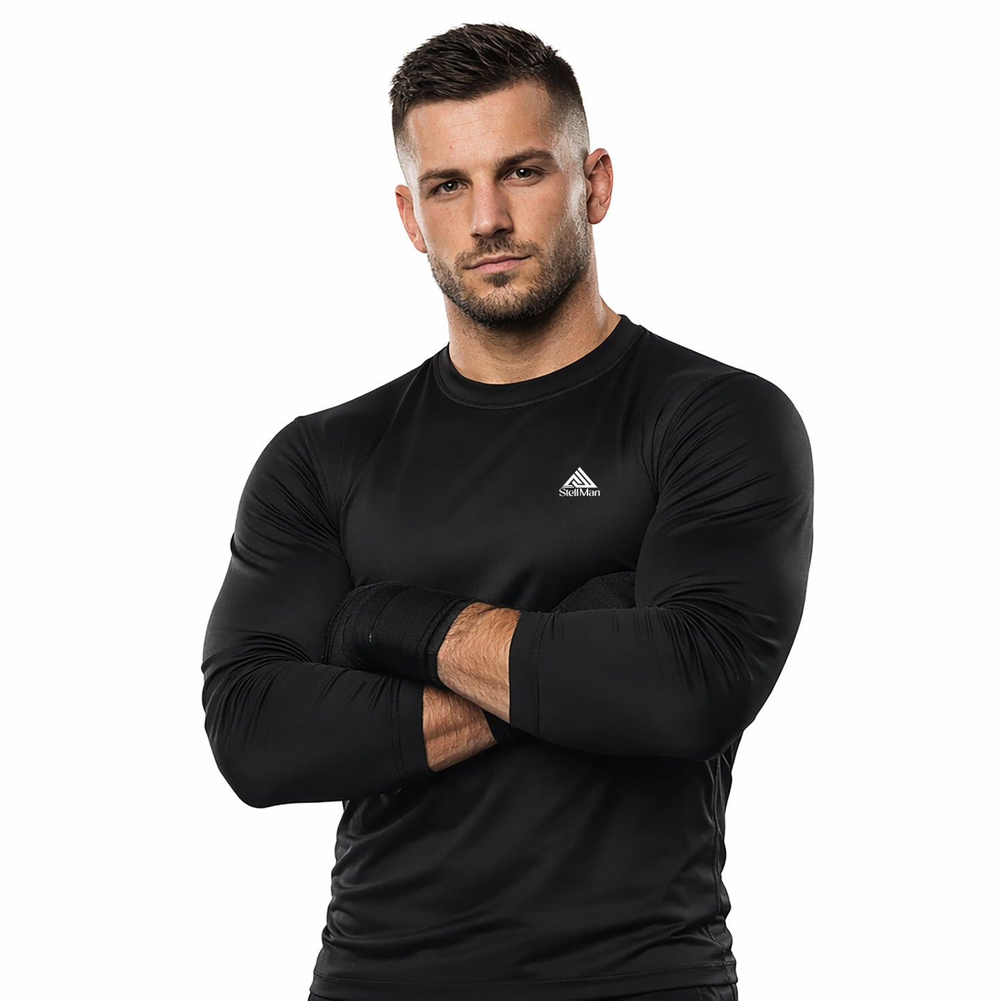 StellMan Vortex Men’s Base Layer Top – Black Shirt