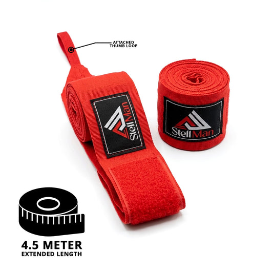 StellMan Pro Boxing Hand Wraps – Red Wrist Support