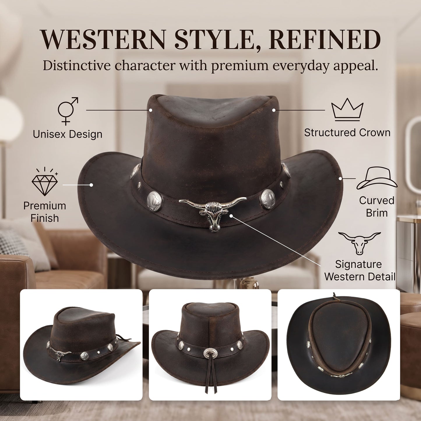 StellMan SilverHorn Leather Hat