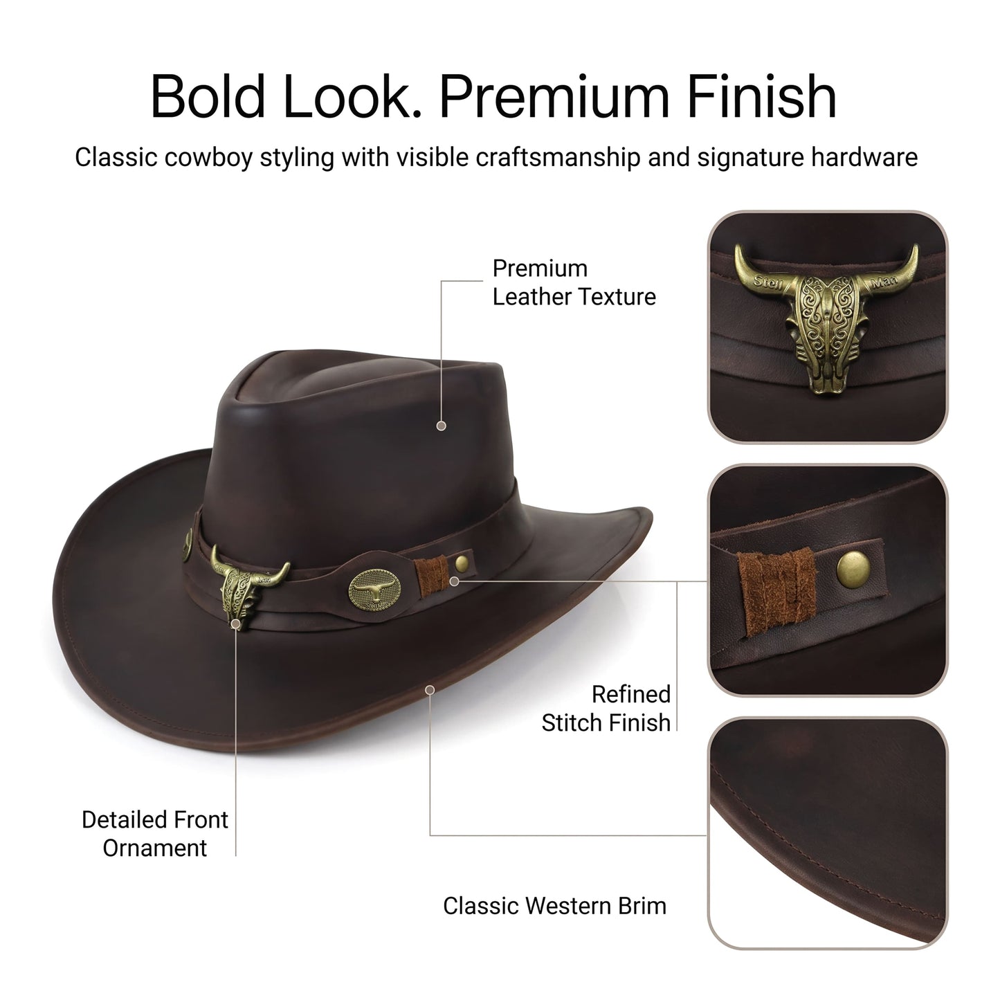 StellMan CanyonHorn Leather Hat
