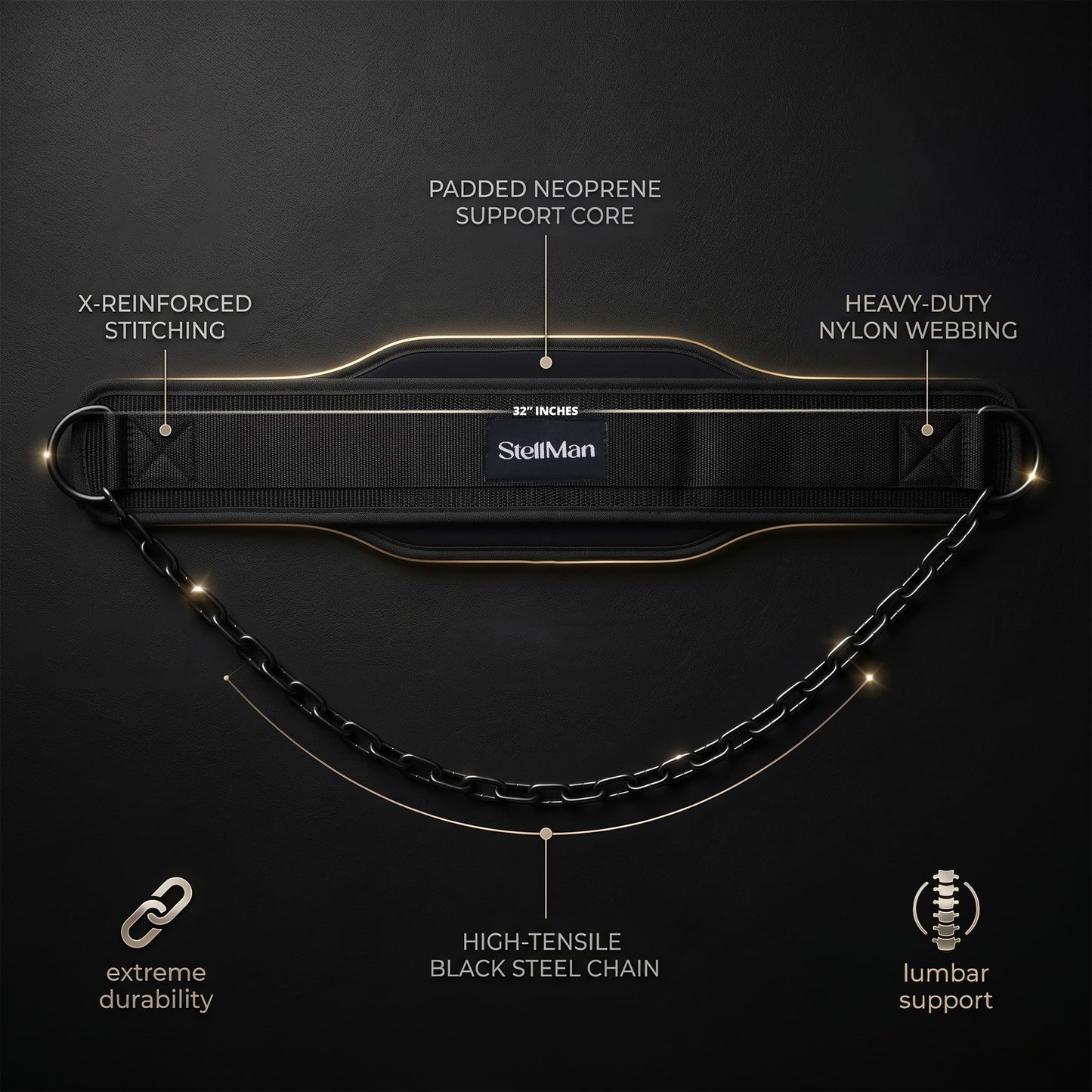 StellMan Dip Belt with Steel Chain | Weightlifting & Pull Ups