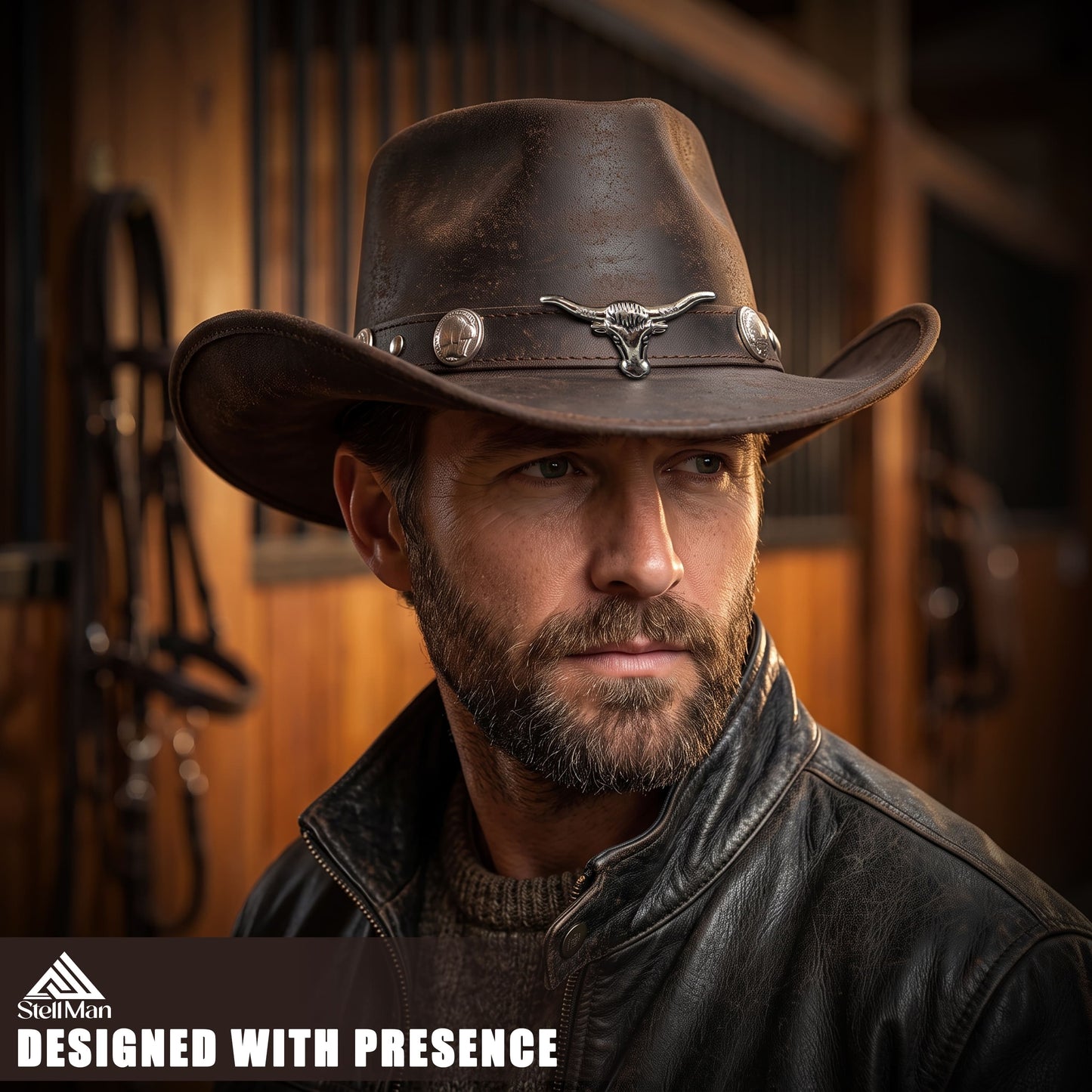 StellMan SilverHorn Leather Hat