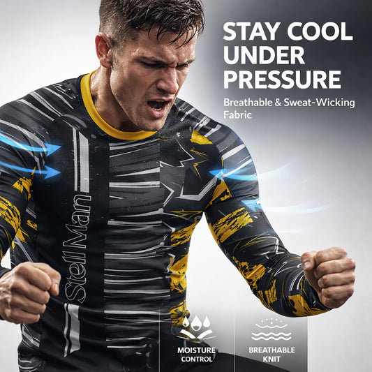 StellMan Volt Sublimated Rash Guard – Compression Shirt for BJJ/MMA