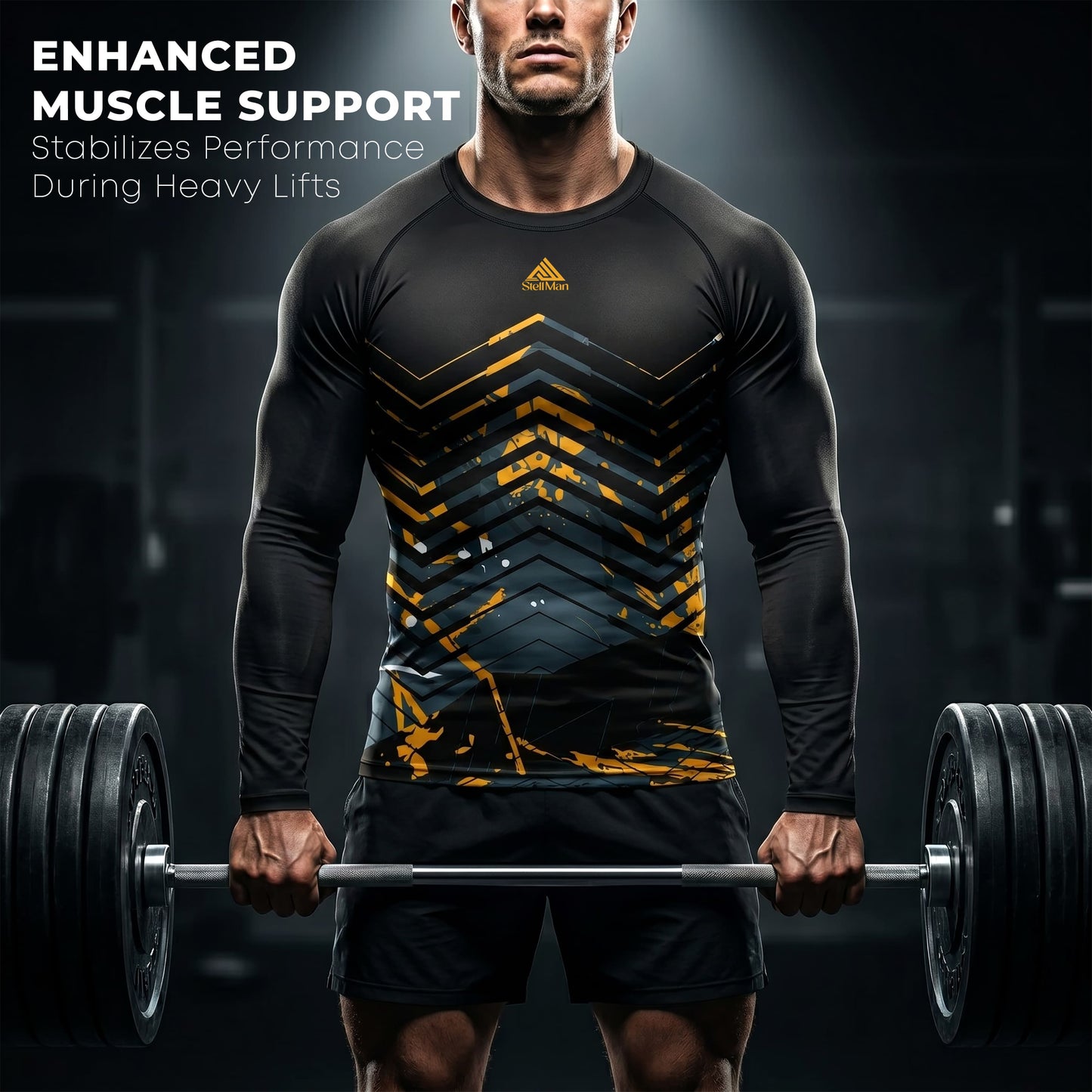 StellMan Vector Rash Guard – Geometric MMA Training Top