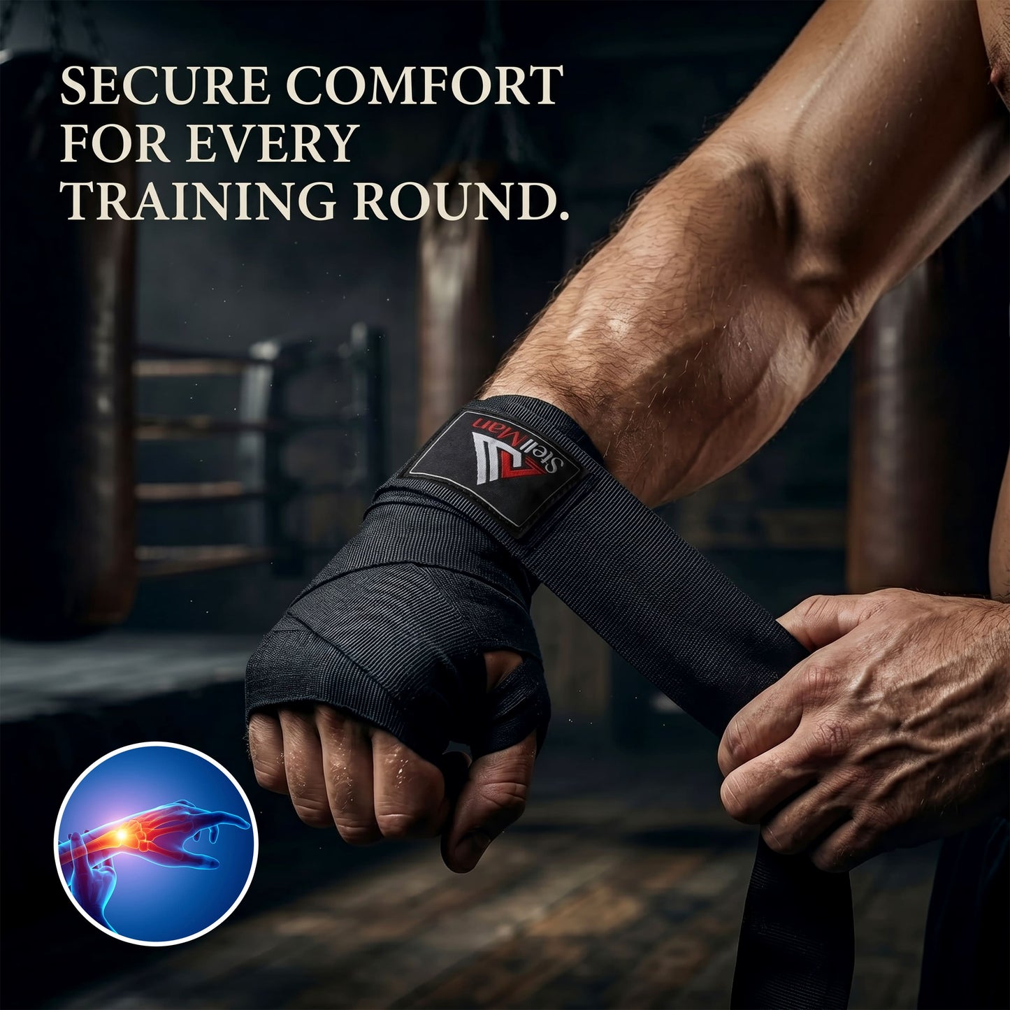 Stellman Warrior Boxing Hand Wraps - Black