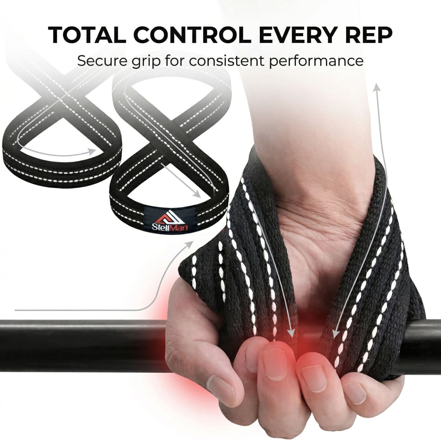 StellMan Figure 8 Lifting Straps – Heavy-Duty Deadlift Grip Support