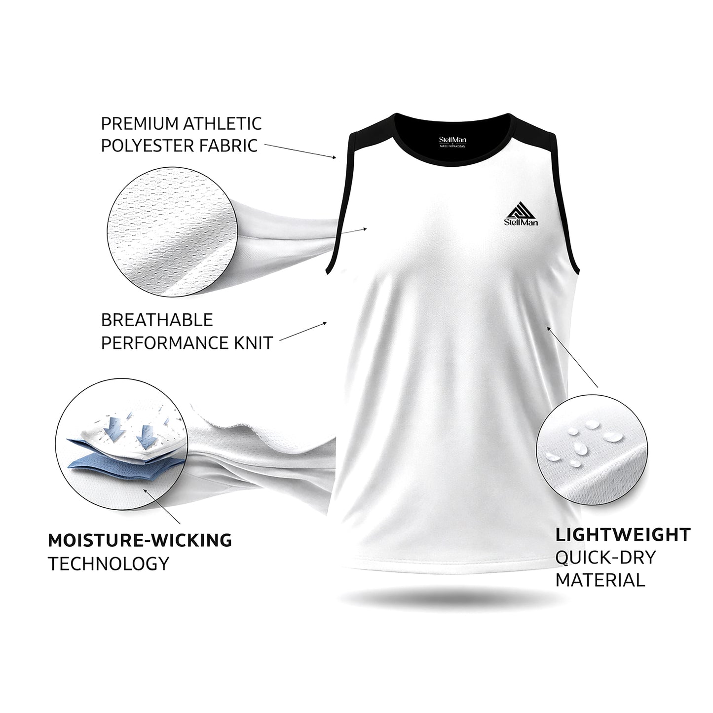 StellMan AeroFlex Men’s Interlock Performance Tank Top – Lightweight Gym & Training Wear