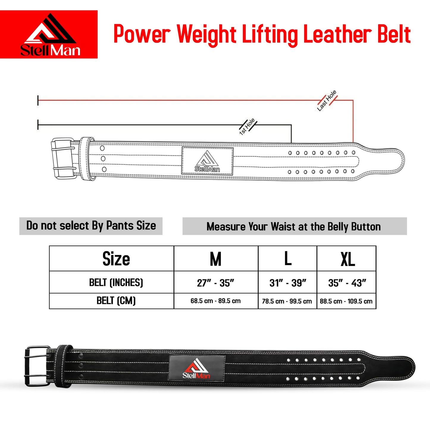 Leather Weight Lifting Belt for Men & Women – Gym, Squats & Deadlifts