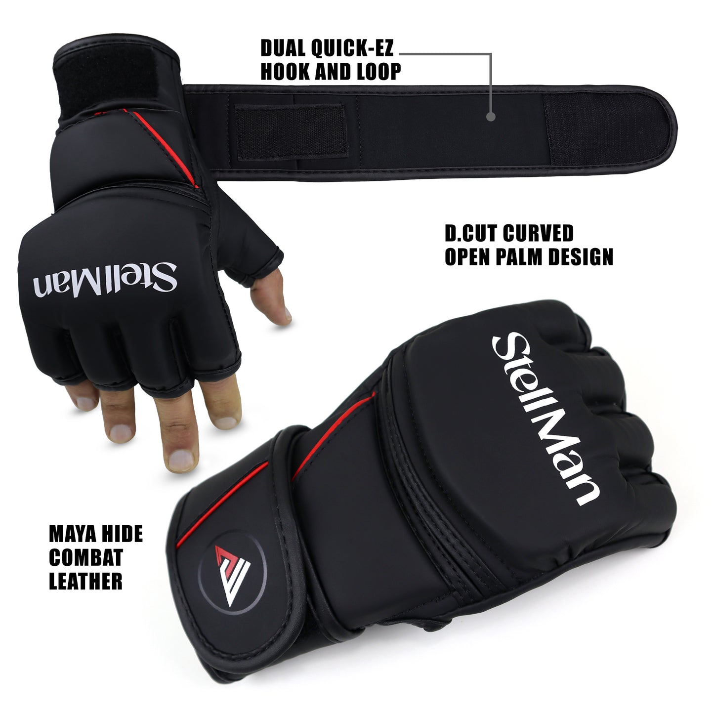 StellMan Grapplex MMA Gloves - Black