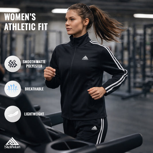 StellMan Kalyx Women’s Track Suit – Speedo Brushed Polyester Performance - Black