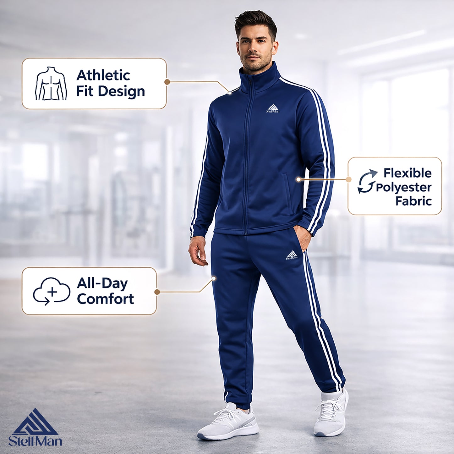 StellMan ApexFlow Men’s Track Suit – Athletic Performance Edition - Blue