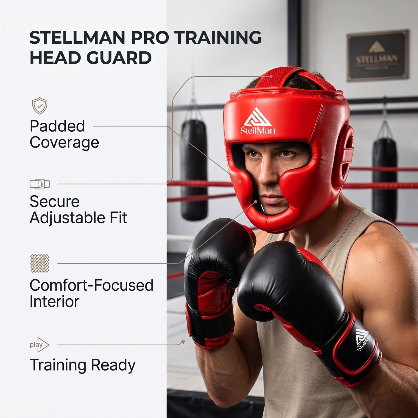Stellman Warrior Pro Karate Sparring Headgear – Red Edition