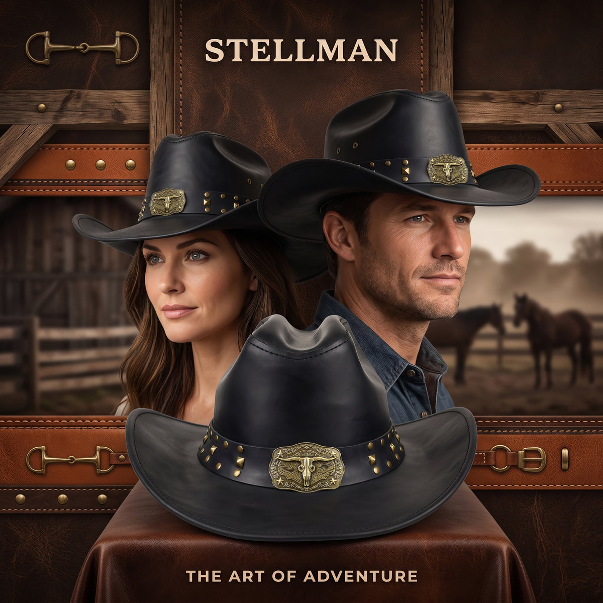 StellMan Ranchvello Leather Cowboy Hat