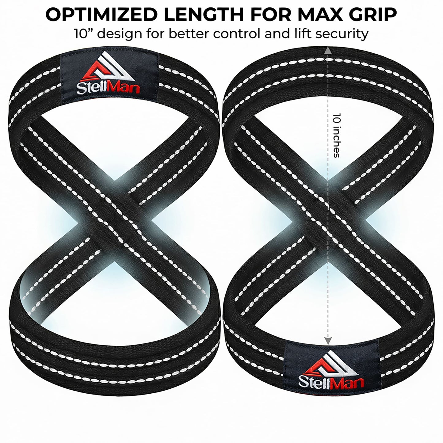 StellMan Figure 8 Lifting Straps – Heavy-Duty Deadlift Grip Support