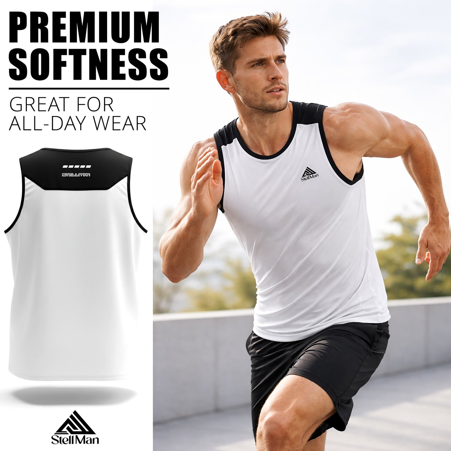 StellMan AeroFlex Men’s Interlock Performance Tank Top – Lightweight Gym & Training Wear