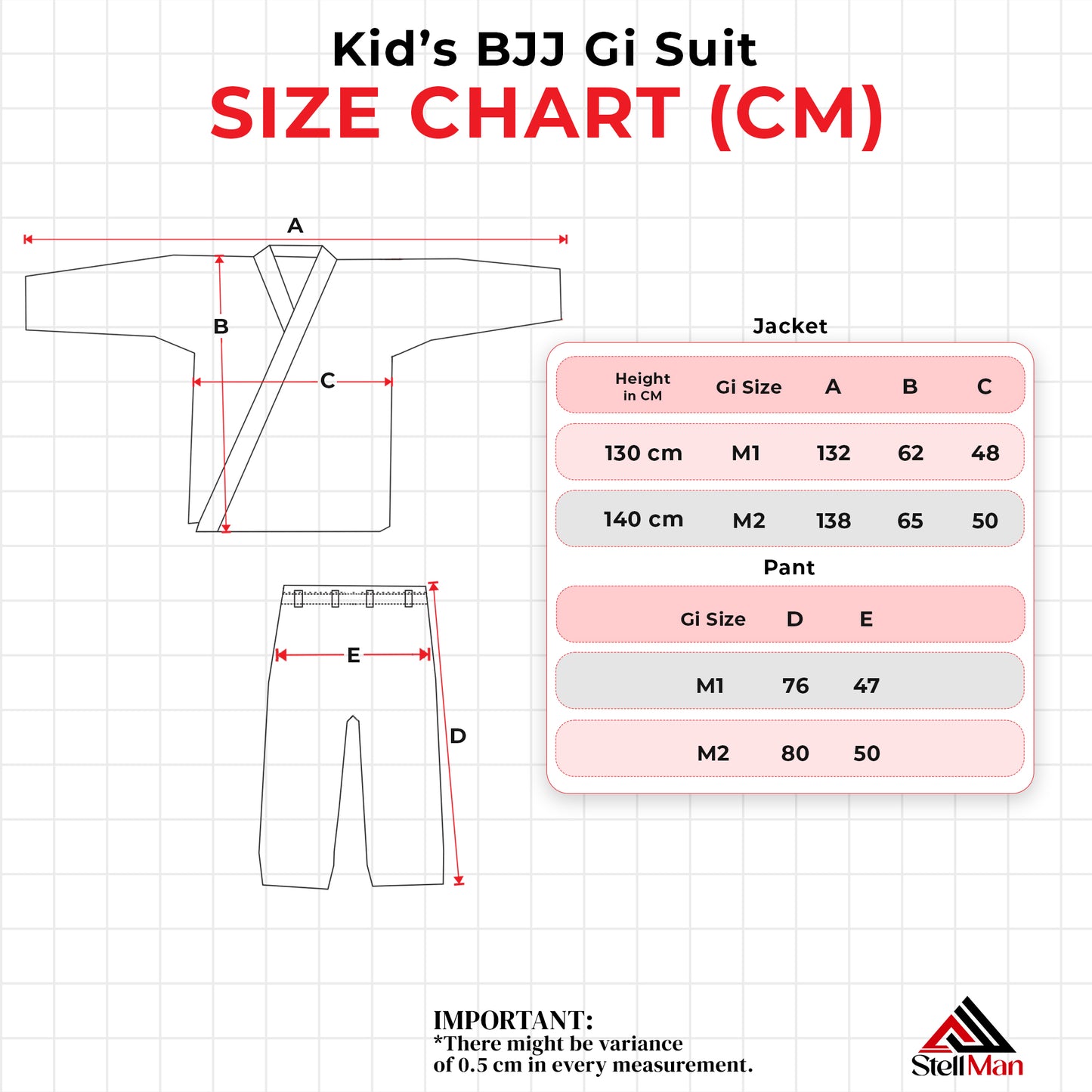StellMan LittleWarrior Kids Brazilian Jiu-Jitsu BJJ Gi – White