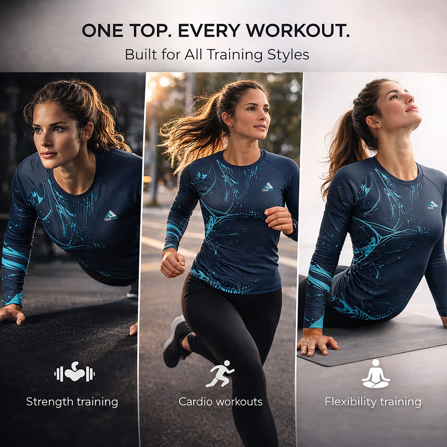 StellMan Flow Women's Sublimated Rash Guard – BJJ/MMA