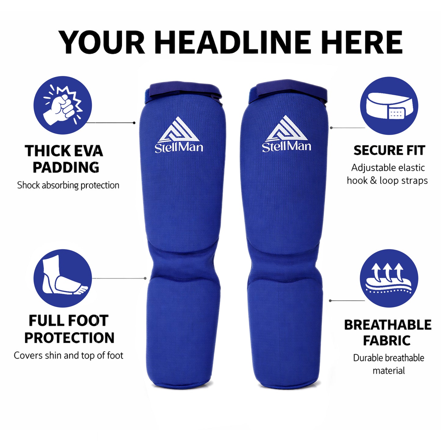 StellMan BlueCore Shin & Instep Guards – Lightweight EVA Protection