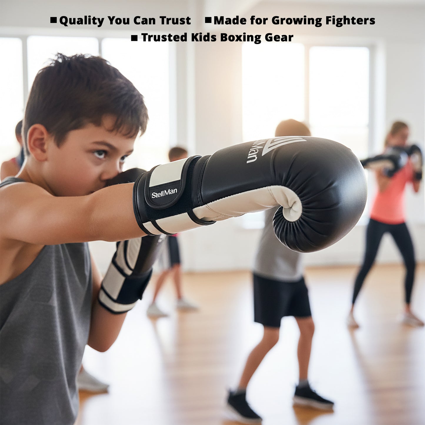 StellMan Junior Pro Boxing Gloves – Black Edition