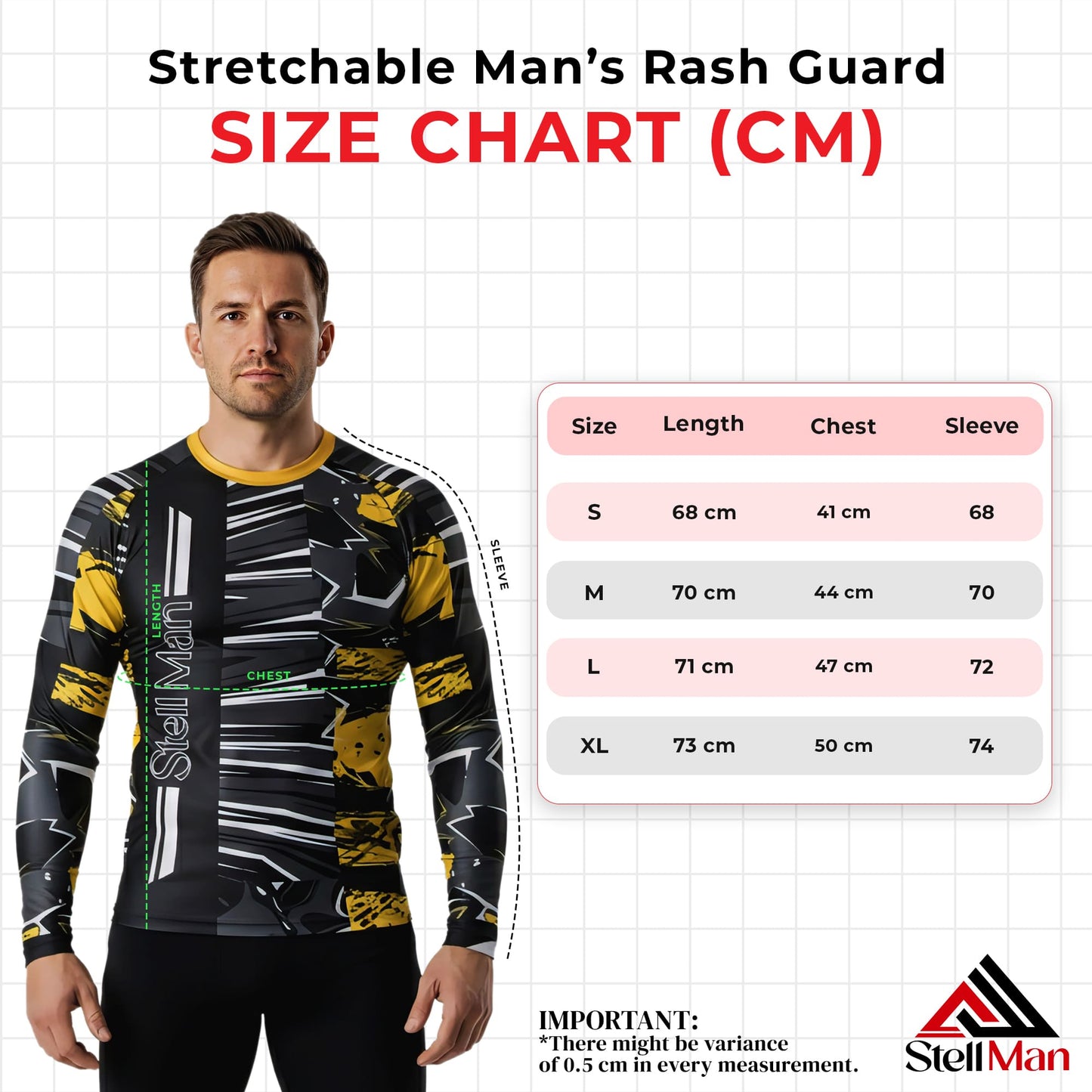 StellMan Volt Sublimated Rash Guard – Compression Shirt for BJJ/MMA