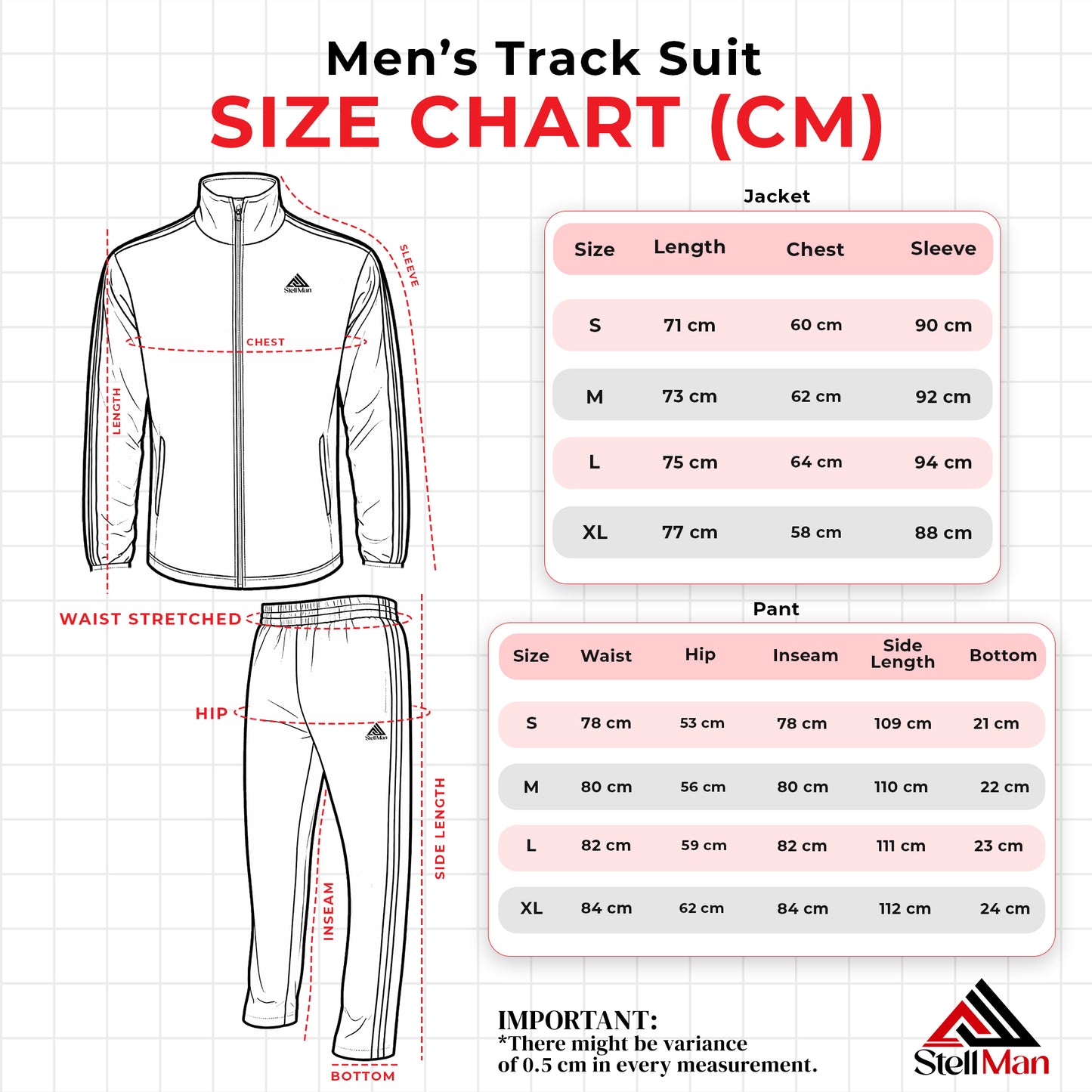 StellMan Axion Men's Track Suit – Men’s Performance Polyester Set - Black