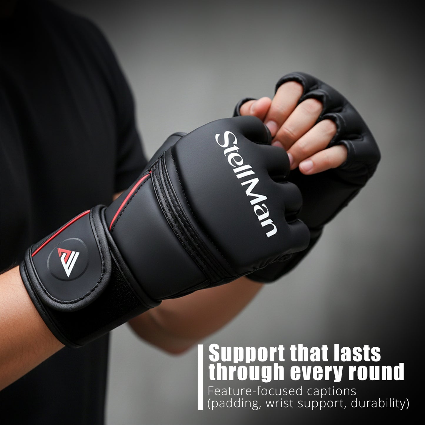 StellMan Grapplex MMA Gloves - Black