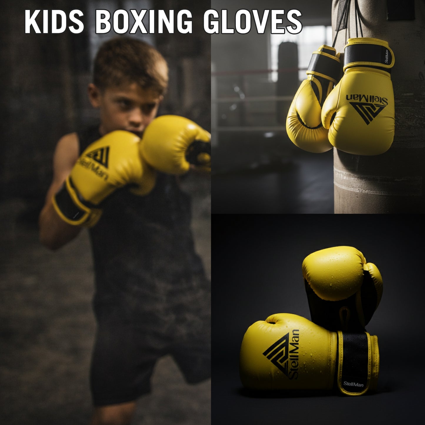 StellMan Junior Pro Boxing Gloves – Yellow Power Edition